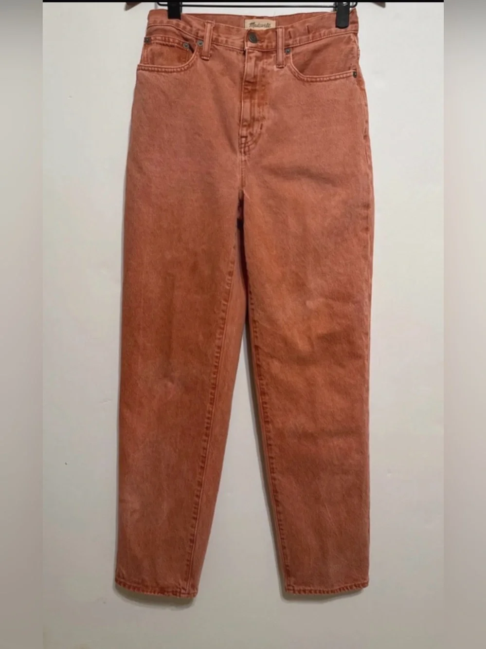 Madewell garments dyed weathered brick baggy straight jeans